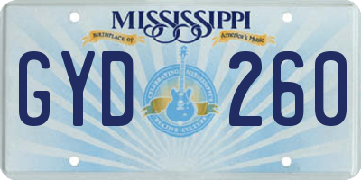 MS license plate GYD260