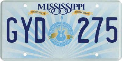 MS license plate GYD275