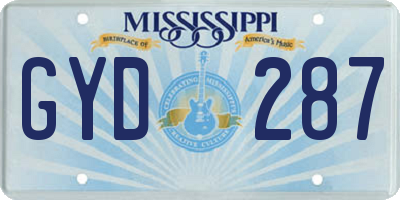 MS license plate GYD287