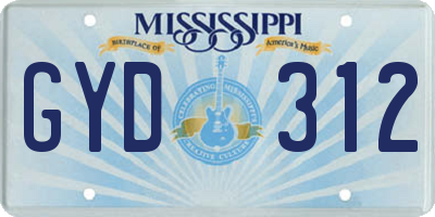 MS license plate GYD312