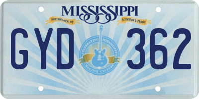 MS license plate GYD362