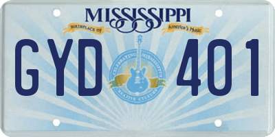 MS license plate GYD401