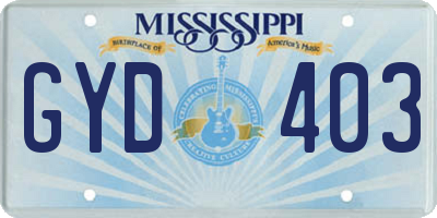 MS license plate GYD403