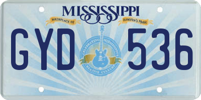 MS license plate GYD536