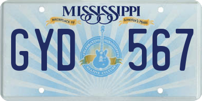 MS license plate GYD567