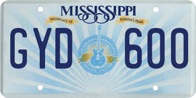 MS license plate GYD600