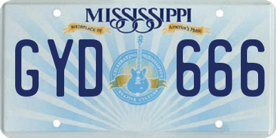 MS license plate GYD666
