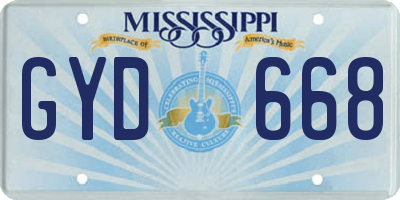 MS license plate GYD668