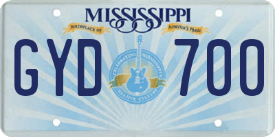 MS license plate GYD700