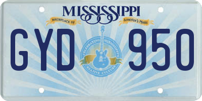 MS license plate GYD950