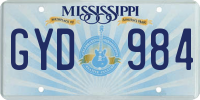 MS license plate GYD984