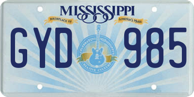 MS license plate GYD985