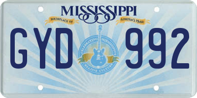 MS license plate GYD992