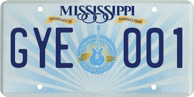 MS license plate GYE001