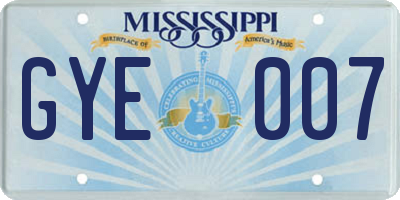 MS license plate GYE007