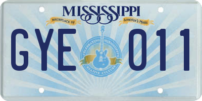 MS license plate GYE011