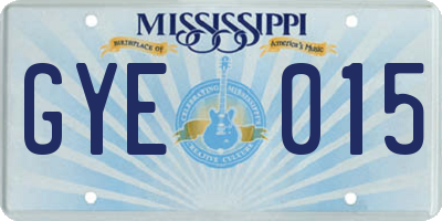 MS license plate GYE015