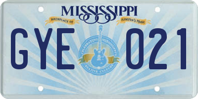MS license plate GYE021