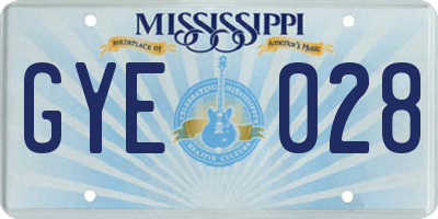 MS license plate GYE028