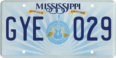 MS license plate GYE029