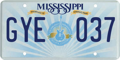 MS license plate GYE037