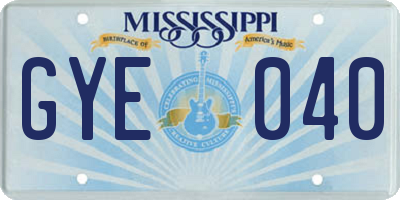 MS license plate GYE040