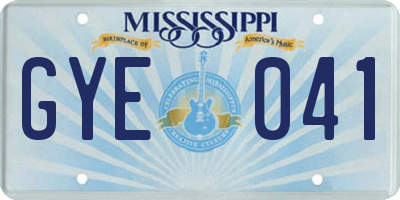 MS license plate GYE041