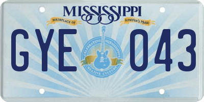MS license plate GYE043