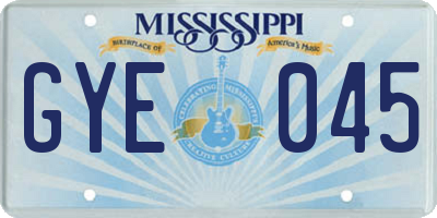 MS license plate GYE045