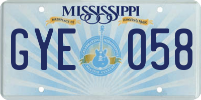 MS license plate GYE058