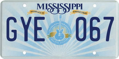 MS license plate GYE067