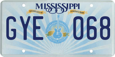 MS license plate GYE068