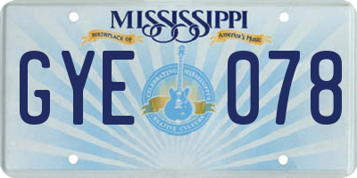 MS license plate GYE078