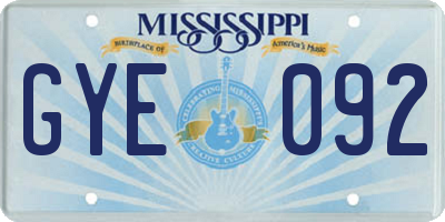 MS license plate GYE092