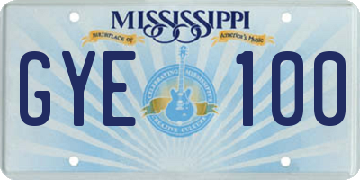 MS license plate GYE100