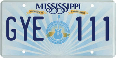 MS license plate GYE111