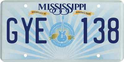 MS license plate GYE138