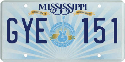 MS license plate GYE151