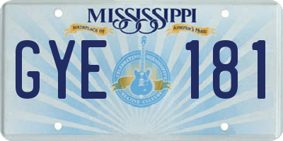 MS license plate GYE181