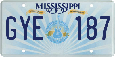 MS license plate GYE187