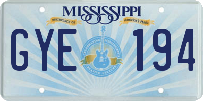 MS license plate GYE194