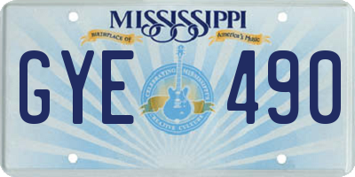 MS license plate GYE490