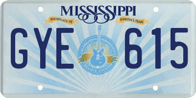 MS license plate GYE615