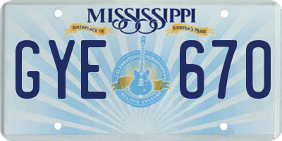 MS license plate GYE670