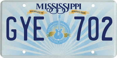 MS license plate GYE702