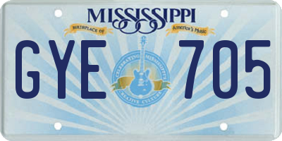 MS license plate GYE705