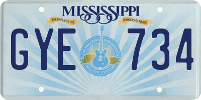 MS license plate GYE734