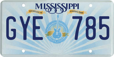 MS license plate GYE785