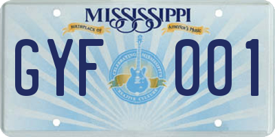 MS license plate GYF001
