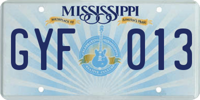 MS license plate GYF013